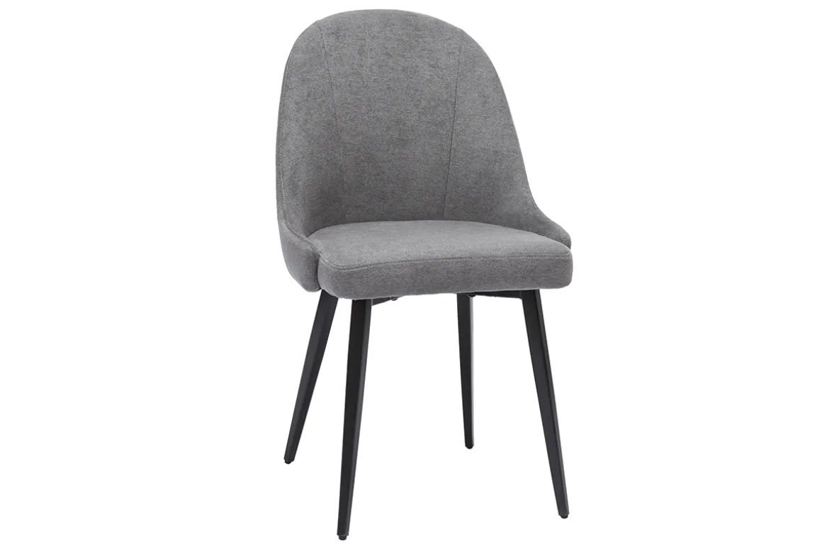 Miliboo Chaise Design-Chaises design en tissu effet velours gris et métal noir (lot de 2) REEZ