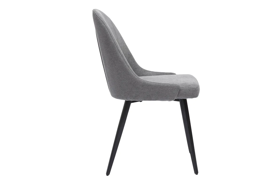 Miliboo Chaise Design-Chaises design en tissu effet velours gris et métal noir (lot de 2) REEZ