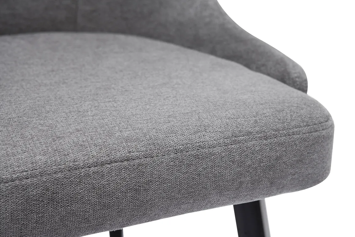 Miliboo Chaise Design-Chaises design en tissu effet velours gris et métal noir (lot de 2) REEZ