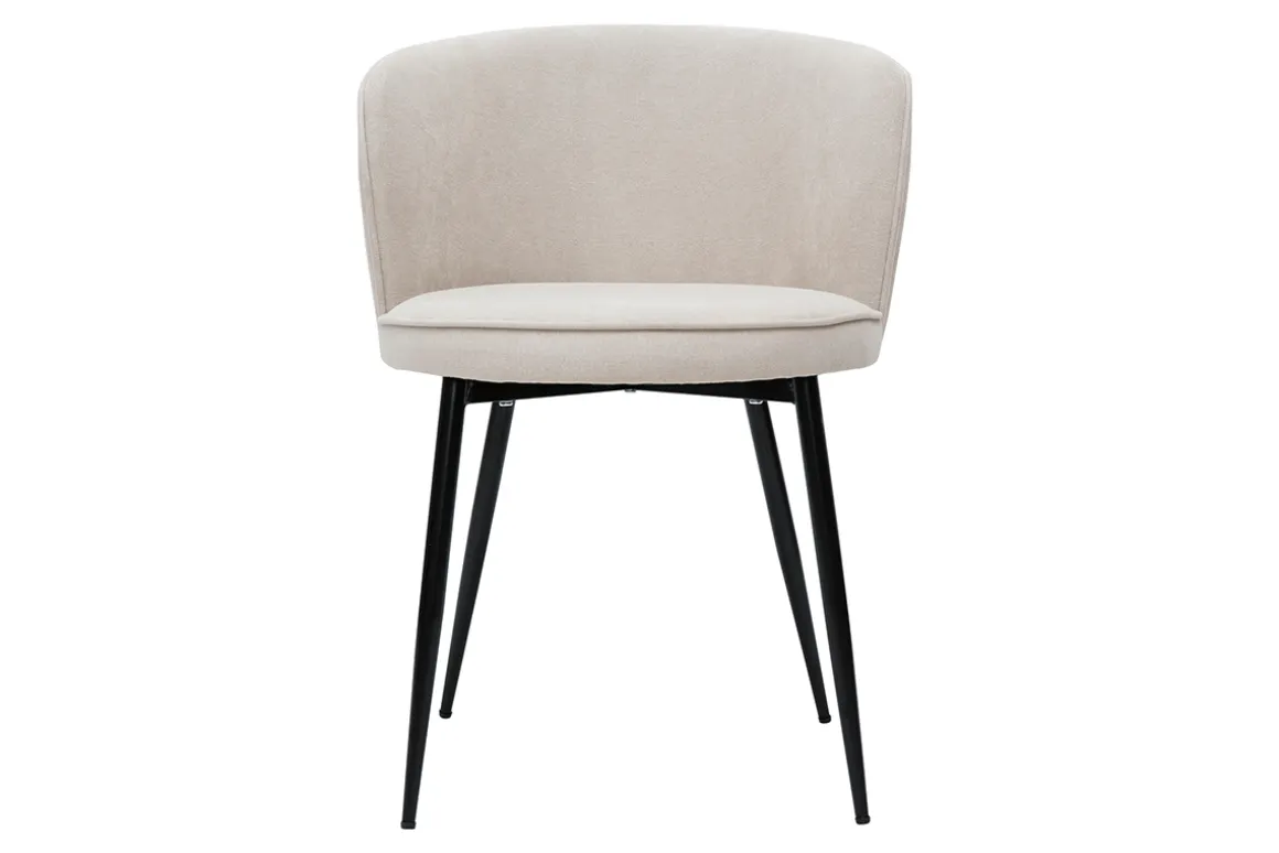 Miliboo Chaise Design-Chaises design en tissu effet velours beige et métal noir (lot de 2) SERIF