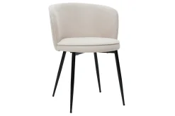 Miliboo Chaise Design-Chaises design en tissu effet velours beige et métal noir (lot de 2) SERIF