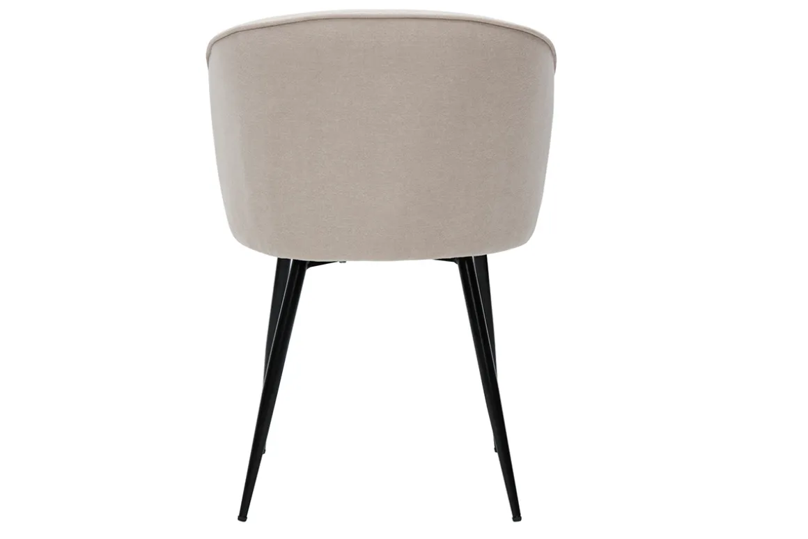 Miliboo Chaise Design-Chaises design en tissu effet velours beige et métal noir (lot de 2) SERIF