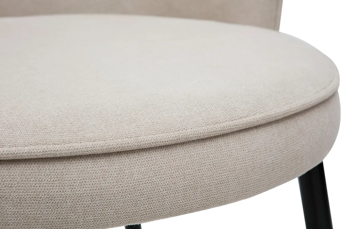 Miliboo Chaise Design-Chaises design en tissu effet velours beige et métal noir (lot de 2) SERIF