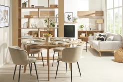 Miliboo Chaise Design-Chaises design en tissu effet velours beige et métal noir (lot de 2) SERIF