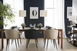 Miliboo Chaise Design-Chaises design en tissu effet velours beige et métal noir (lot de 2) SERIF