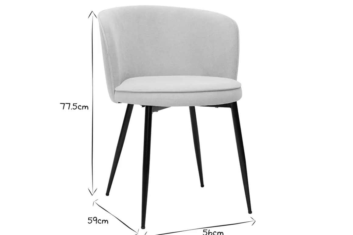 Miliboo Chaise Design-Chaises design en tissu effet velours beige et métal noir (lot de 2) SERIF