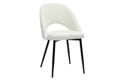 Miliboo Chaise Design-Chaises design en tissu effet laine bouclée blanc et métal noir (lot de 2) COSETTE