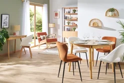 Miliboo Chaise Design-Chaises design en tissu effet laine bouclée blanc et métal noir (lot de 2) COSETTE