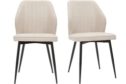 Miliboo Chaise Design-Chaises design en tissu effet velours beige et métal noir (lot de 2) FANETTE
