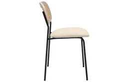 Miliboo Chaise Design-Chaises design en tissu effet velours texturé beige, métal noir et cannage rotin (lot de 2) MIRANDA