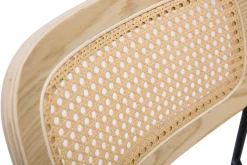 Miliboo Chaise Design-Chaises design en tissu effet velours texturé beige, métal noir et cannage rotin (lot de 2) MIRANDA