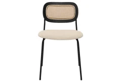 Miliboo Chaise Design-Chaises design en tissu effet velours texturé beige, métal noir et cannage rotin (lot de 2) MIRANDA