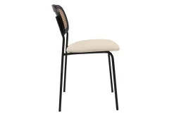 Miliboo Chaise Design-Chaises design en tissu effet velours texturé beige, métal noir et cannage rotin (lot de 2) MIRANDA