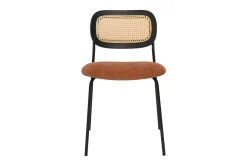 Miliboo Chaise Design-Chaises design en tissu effet velours texturé terre brulée, métal noir et cannage rotin (lot de 2) MIRANDA