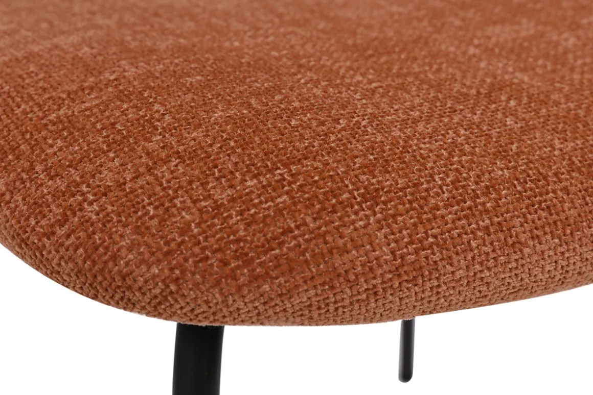 Miliboo Chaise Design-Chaises design en tissu effet velours texturé terre brulée, métal noir et cannage rotin (lot de 2) MIRANDA