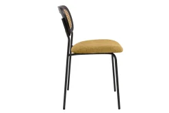 Miliboo Chaise Design-Chaises design en tissu effet velours texturé bronze, métal noir et cannage rotin (lot de 2) MIRANDA
