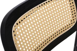 Miliboo Chaise Design-Chaises design en tissu effet velours texturé bronze, métal noir et cannage rotin (lot de 2) MIRANDA