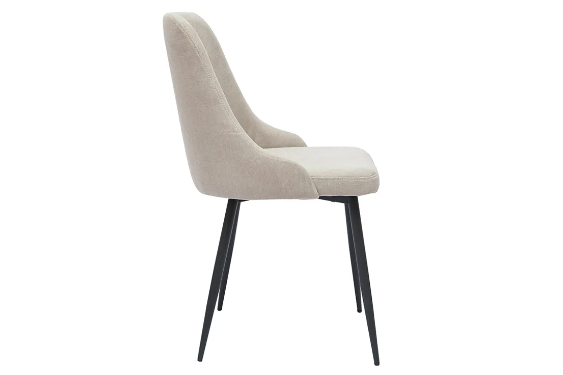Miliboo Chaise Design-Chaises design en tissu effet velours beige naturel et métal noir (lot de 2) CULT