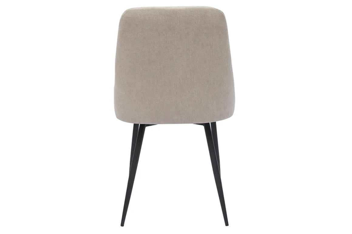 Miliboo Chaise Design-Chaises design en tissu effet velours beige naturel et métal noir (lot de 2) CULT