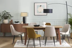 Miliboo Chaise Design-Chaises design en tissu effet velours beige naturel et métal noir (lot de 2) CULT