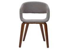 Miliboo Chaise Design-Chaises design en tissu gris et pieds en bois foncé noyer (lot de 2) SLAM