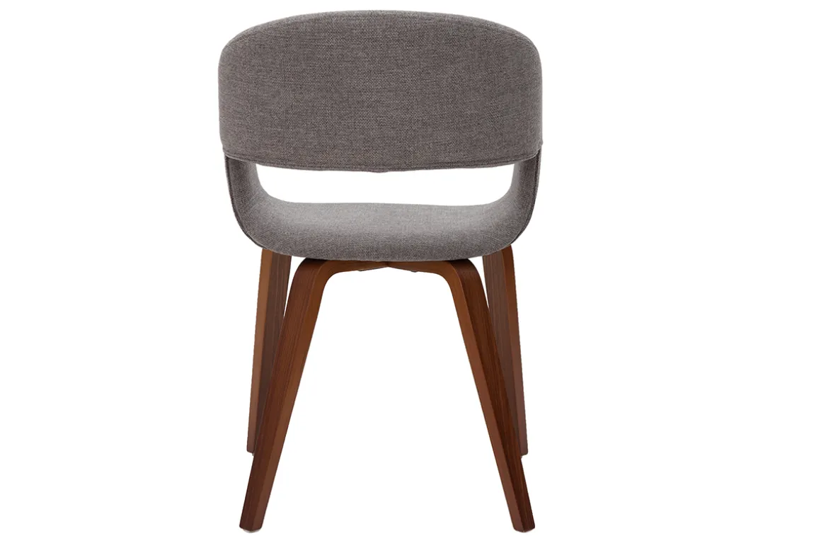 Miliboo Chaise Design-Chaises design en tissu gris et pieds en bois foncé noyer (lot de 2) SLAM