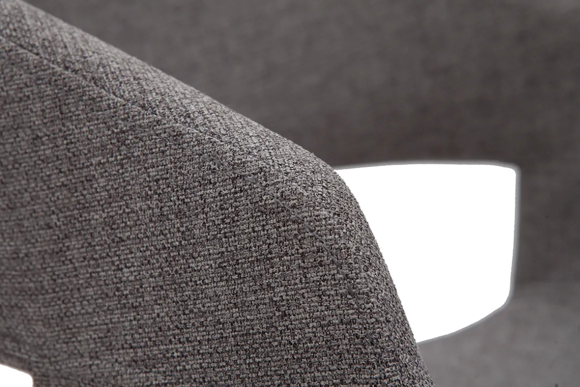 Miliboo Chaise Design-Chaises design en tissu gris et pieds en bois foncé noyer (lot de 2) SLAM