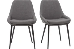 Miliboo Chaise Design-Chaises design en tissu gris et métal noir (lot de 2) HOLO