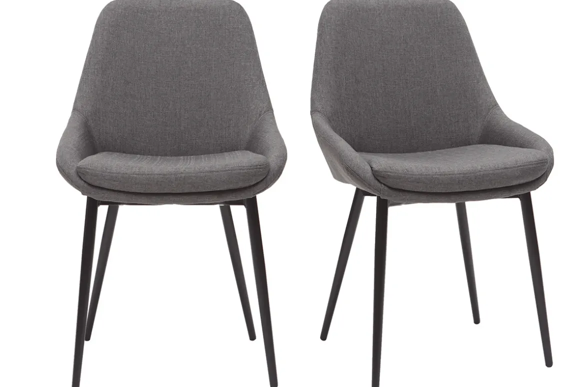 Miliboo Chaise Design-Chaises design en tissu gris et métal noir (lot de 2) HOLO