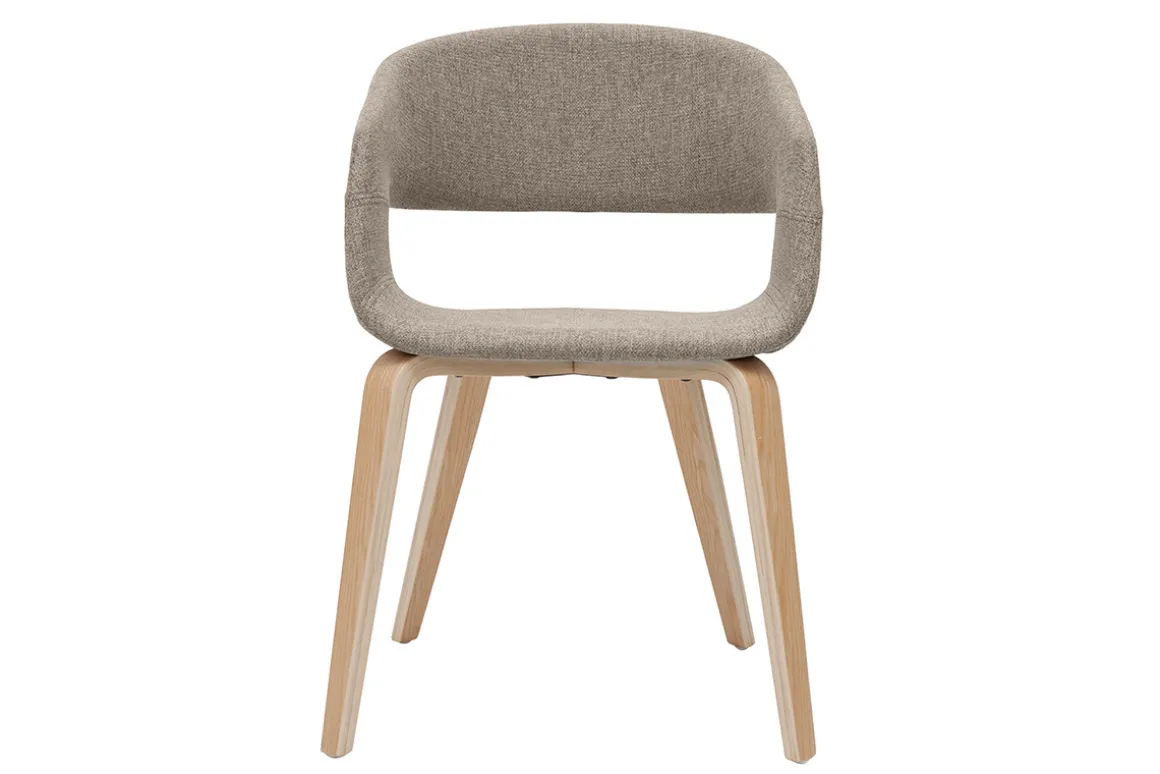 Miliboo Chaise Design-Chaises design en tissu taupe et bois clair (lot de 2) SLAM