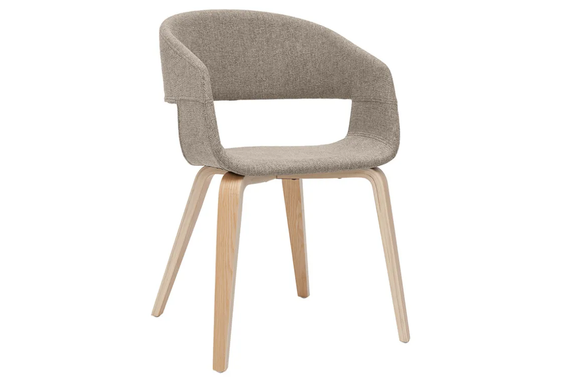 Miliboo Chaise Design-Chaises design en tissu taupe et bois clair (lot de 2) SLAM