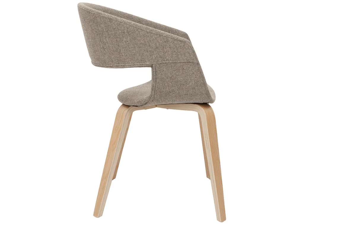 Miliboo Chaise Design-Chaises design en tissu taupe et bois clair (lot de 2) SLAM