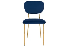 Miliboo Chaise Design-Chaises design en tissu velours bleu foncé et métal doré (lot de 2) LEPIDUS