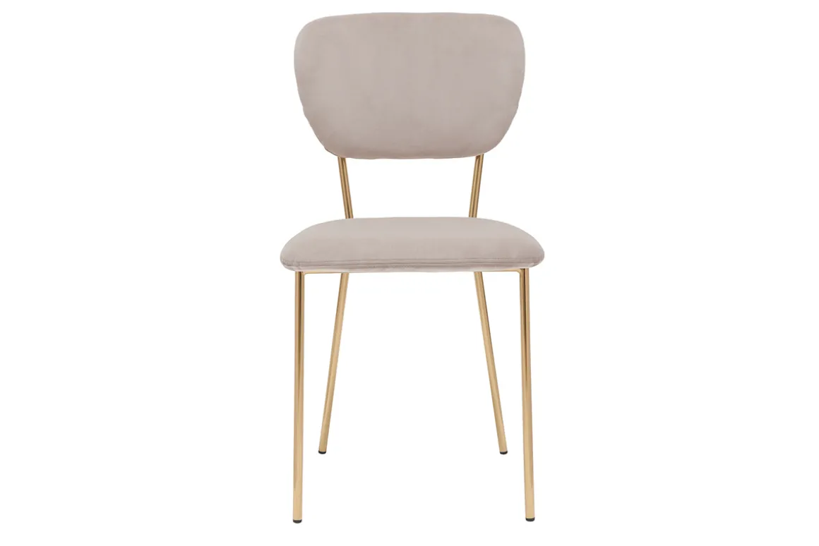 Miliboo Chaise Design-Chaises design en tissu velours gaufré taupe et métal doré (lot de 2) LEPIDUS