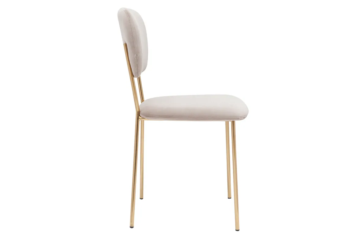 Miliboo Chaise Design-Chaises design en tissu velours gaufré taupe et métal doré (lot de 2) LEPIDUS