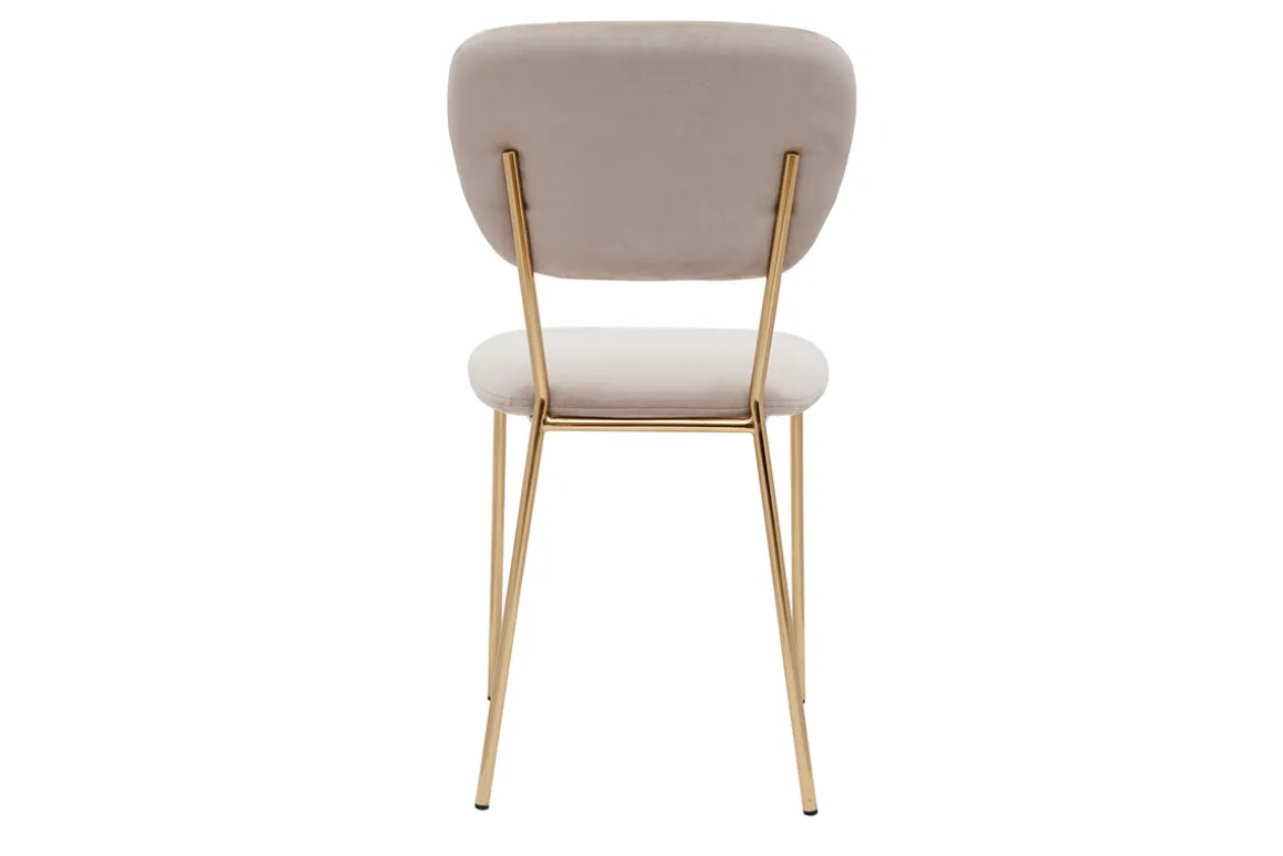 Miliboo Chaise Design-Chaises design en tissu velours gaufré taupe et métal doré (lot de 2) LEPIDUS