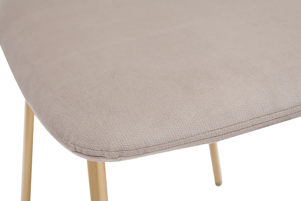 Miliboo Chaise Design-Chaises design en tissu velours gaufré taupe et métal doré (lot de 2) LEPIDUS