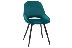 Miliboo Chaise Design-Chaises design en tissu velours bleu pétrole et métal noir (lot de 2) BODEGA