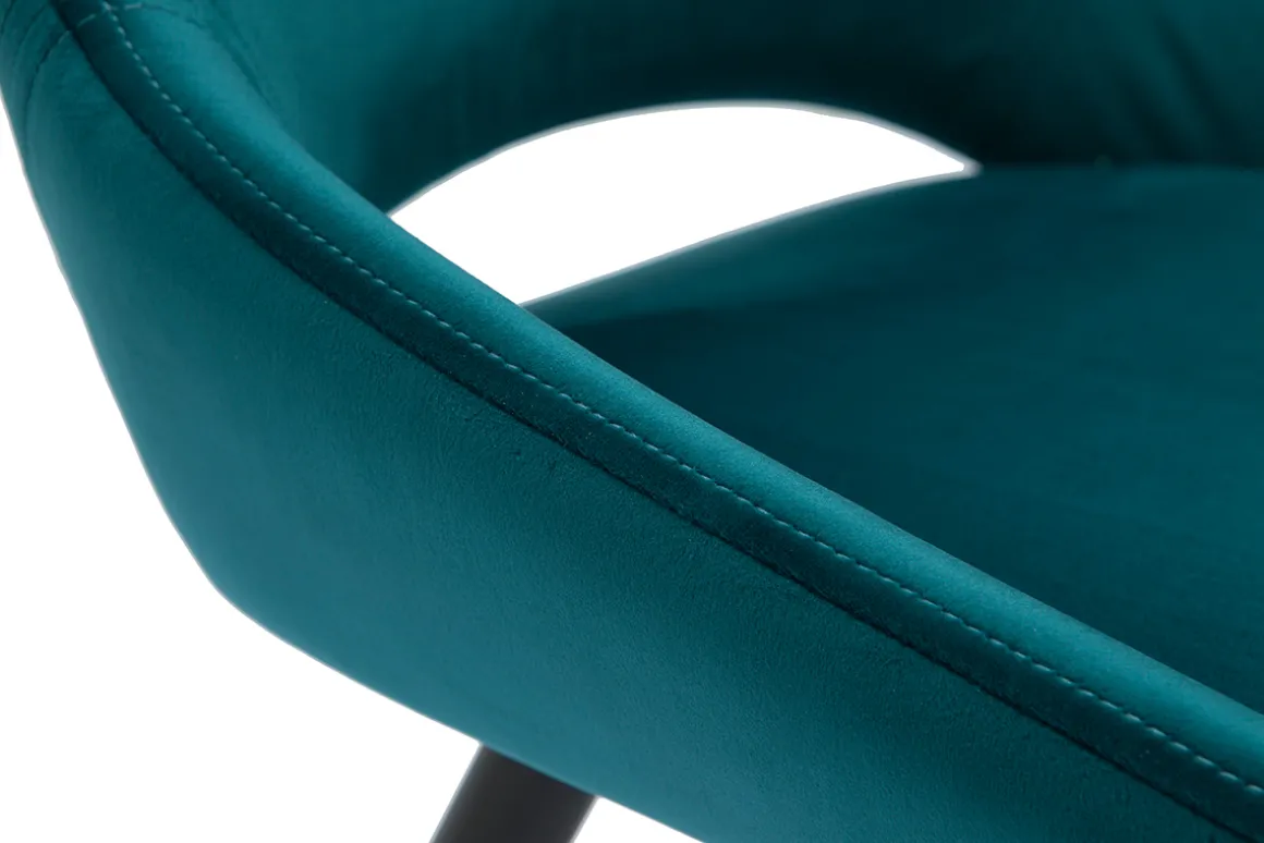 Miliboo Chaise Design-Chaises design en tissu velours bleu pétrole et métal noir (lot de 2) BODEGA