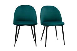 Miliboo Chaise Design-Chaises design en tissu velours bleu pétrole et métal noir (lot de 2) JOVI