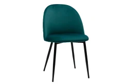 Miliboo Chaise Design-Chaises design en tissu velours bleu pétrole et métal noir (lot de 2) JOVI