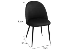 Miliboo Chaise Design-Chaises design en tissu velours bleu pétrole et métal noir (lot de 2) JOVI