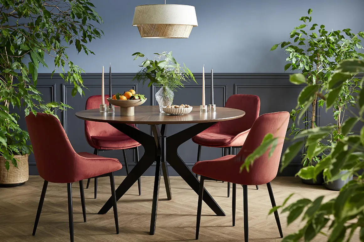 Miliboo Chaise Design-Chaises design en tissu velours rouge tomette et métal noir (lot de 2) HOLO