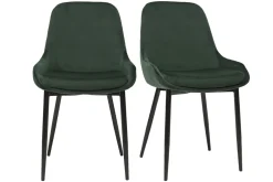 Miliboo Chaise Design-Chaises design en tissu velours vert foncé et métal noir (lot de 2) HOLO