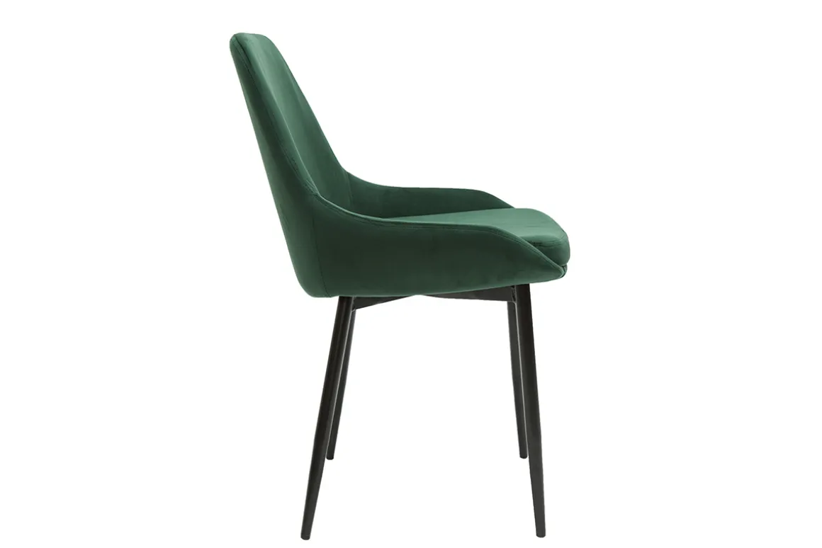 Miliboo Chaise Design-Chaises design en tissu velours vert foncé et métal noir (lot de 2) HOLO