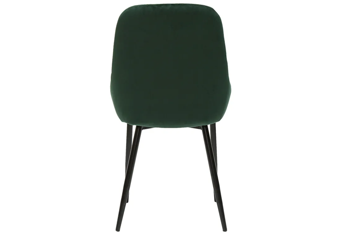 Miliboo Chaise Design-Chaises design en tissu velours vert foncé et métal noir (lot de 2) HOLO