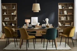 Miliboo Chaise Design-Chaises design en tissu velours vert foncé et métal noir (lot de 2) HOLO