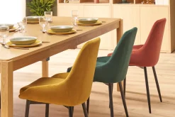 Miliboo Chaise Design-Chaises design en tissu velours vert foncé et métal noir (lot de 2) HOLO