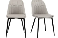 Miliboo Chaise Design-Chaises design en tissu velours taupe et métal noir (lot de 2) FUSE