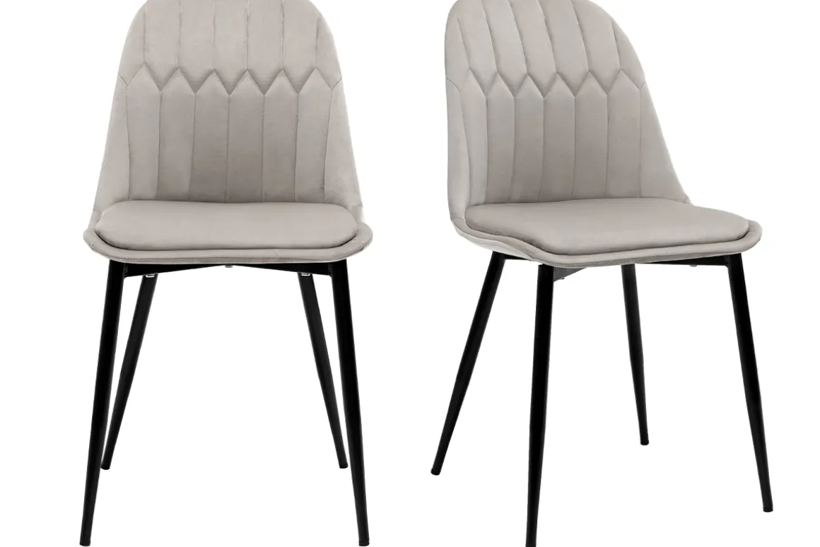 Miliboo Chaise Design-Chaises design en tissu velours taupe et métal noir (lot de 2) FUSE